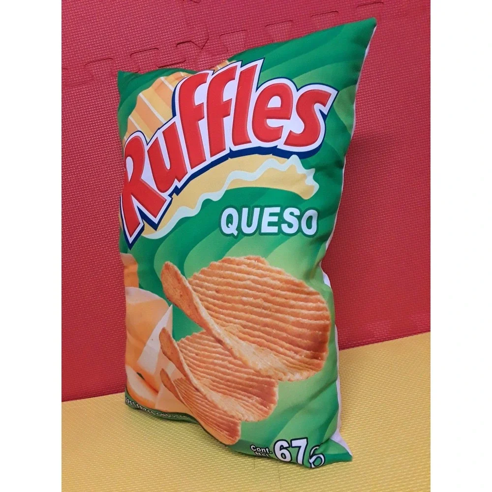 Lays Ruffles Queso Chip Snack Food Themed Pillow Novelty Home Decor 17'' Tall